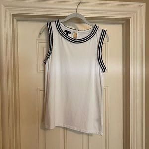 Talbots sleeveless top Medium white black trim